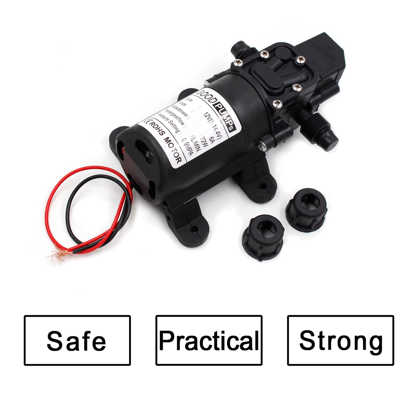 Interruttore automatico della pompa autoadescante dell'acqua del diaframma ad alta pressione di 130Psi Dc12V 72W