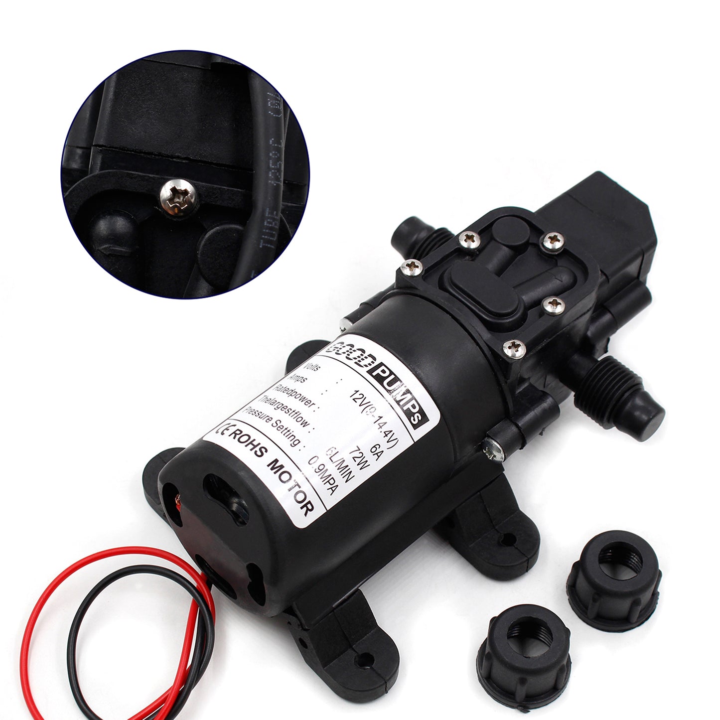 Interruttore automatico della pompa autoadescante dell'acqua del diaframma ad alta pressione di 130Psi Dc12V 72W