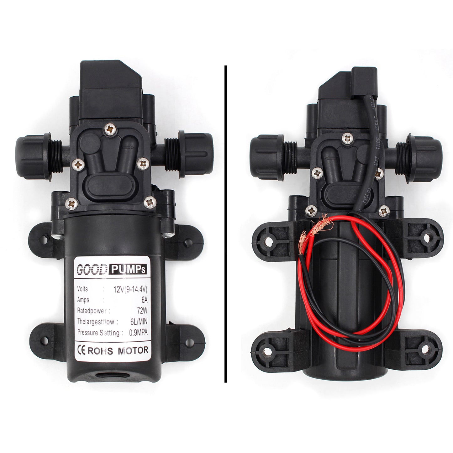 Interruttore automatico della pompa autoadescante dell'acqua del diaframma ad alta pressione di 130Psi Dc12V 72W