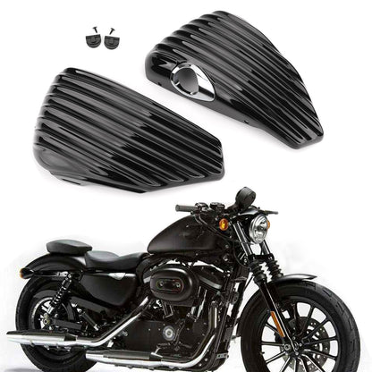 1 paio coperchio laterale batteria per Sportster 2004-2013 XL883 XL1200 1200 883 48 72 generico