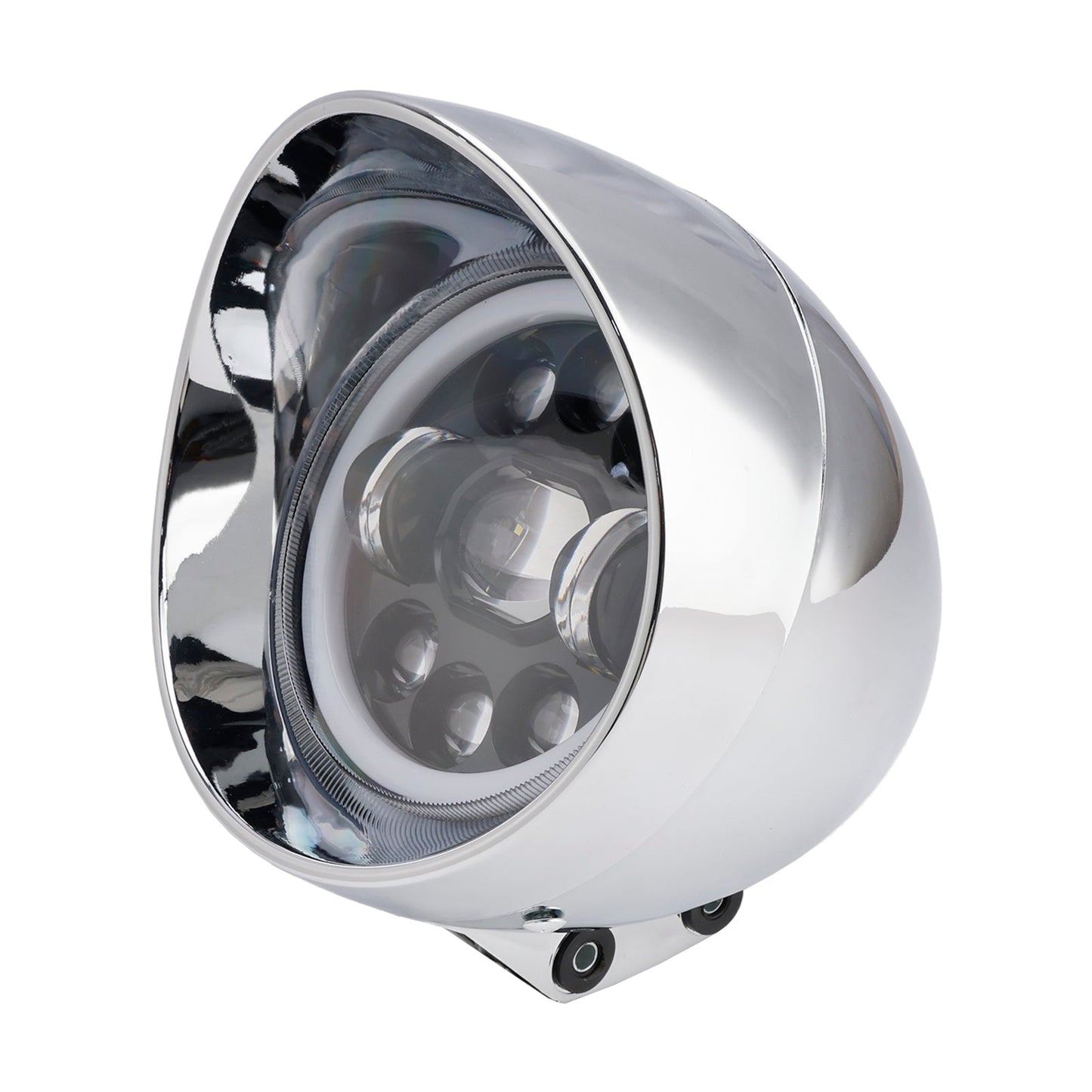Faro anteriore per moto da 5,75"" con fendinebbia a 9 lampadine per moto e scooter, cromato