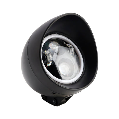 Faro anteriore da 5,75"" con faretto universale a 4 lampadine, adatto per moto, cromato
