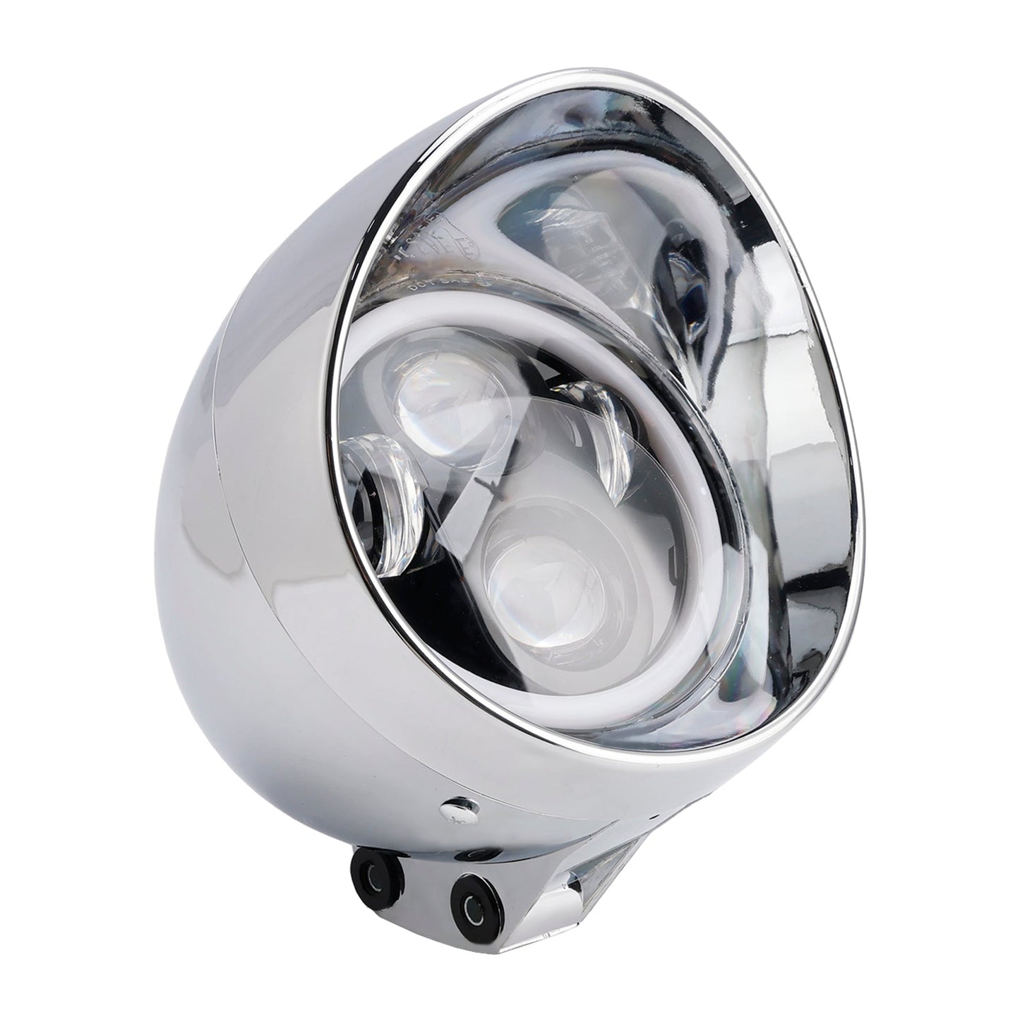 Faro anteriore da 5,75"" con faretto universale a 4 lampadine, adatto per moto, cromato