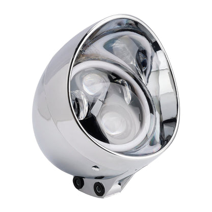 Faro anteriore da 5,75"" con faretto universale a 4 lampadine, adatto per moto, cromato