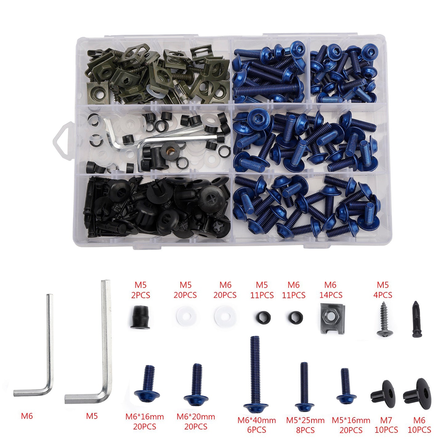 Terminali M6 + - Parti Set Black Set Vite M5 198 Clip / Cladding Viti