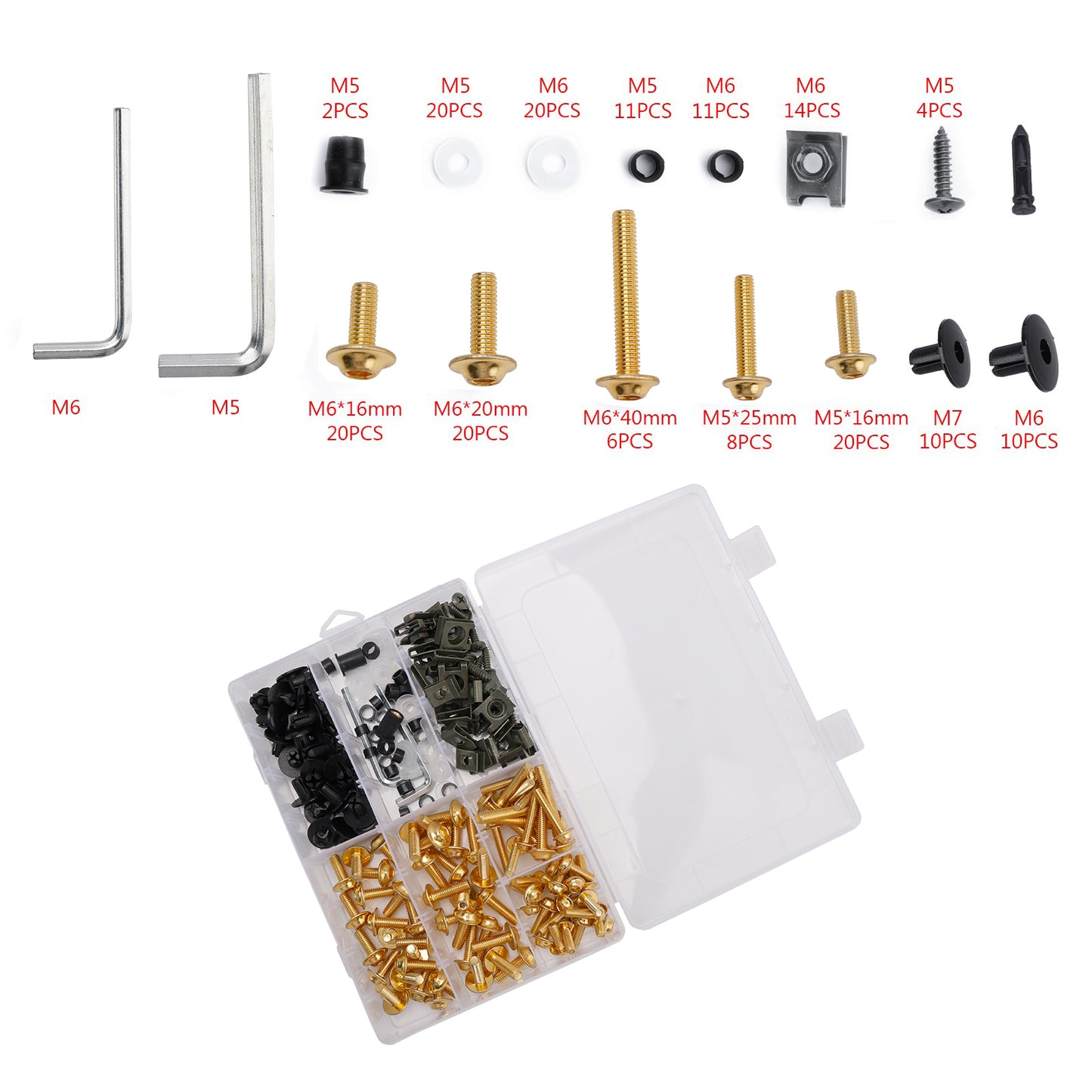 Terminali M6 + - Parti Set Black Set Vite M5 198 Clip / Cladding Viti