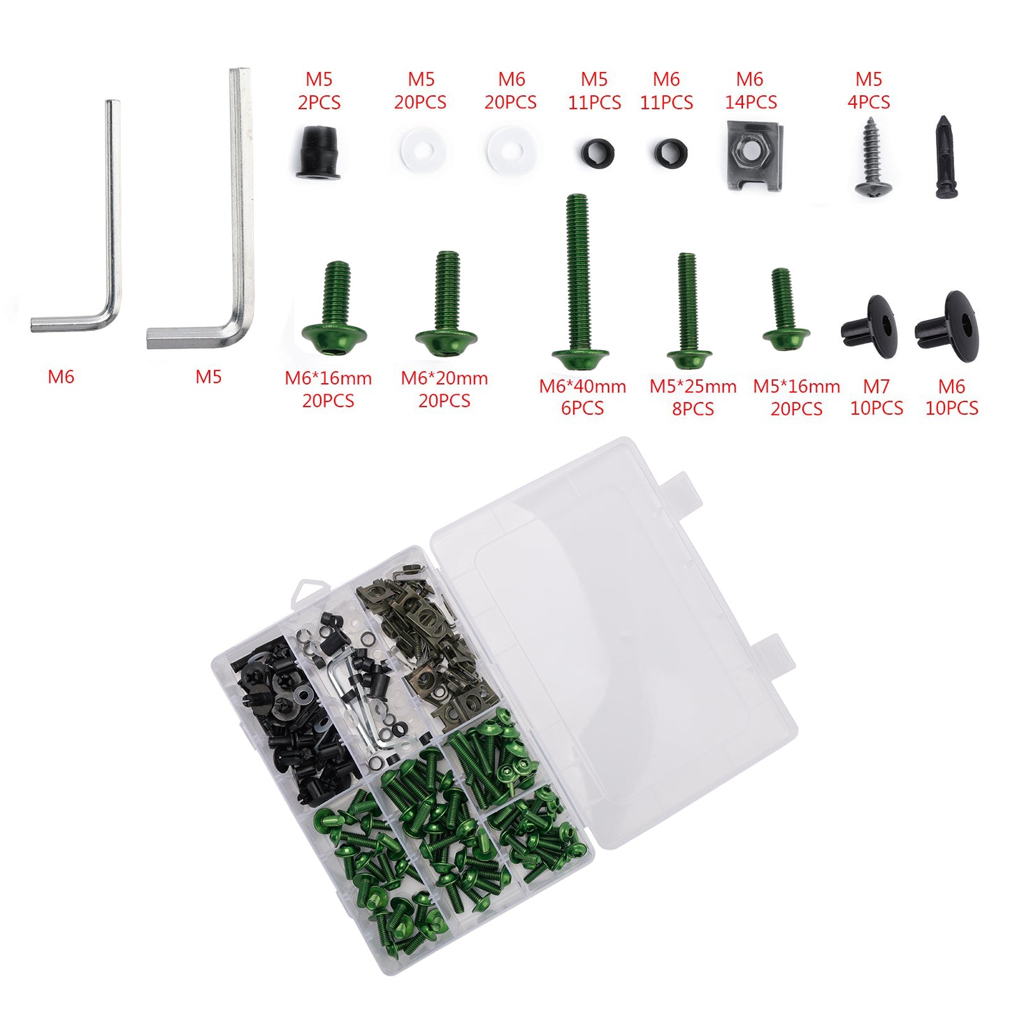 Terminali M6 + - Parti Set Black Set Vite M5 198 Clip / Cladding Viti