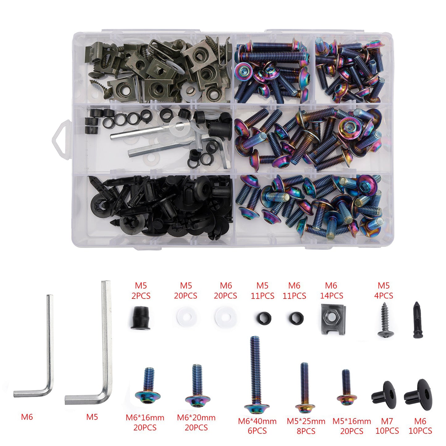 Terminali M6 + - Parti Set Black Set Vite M5 198 Clip / Cladding Viti