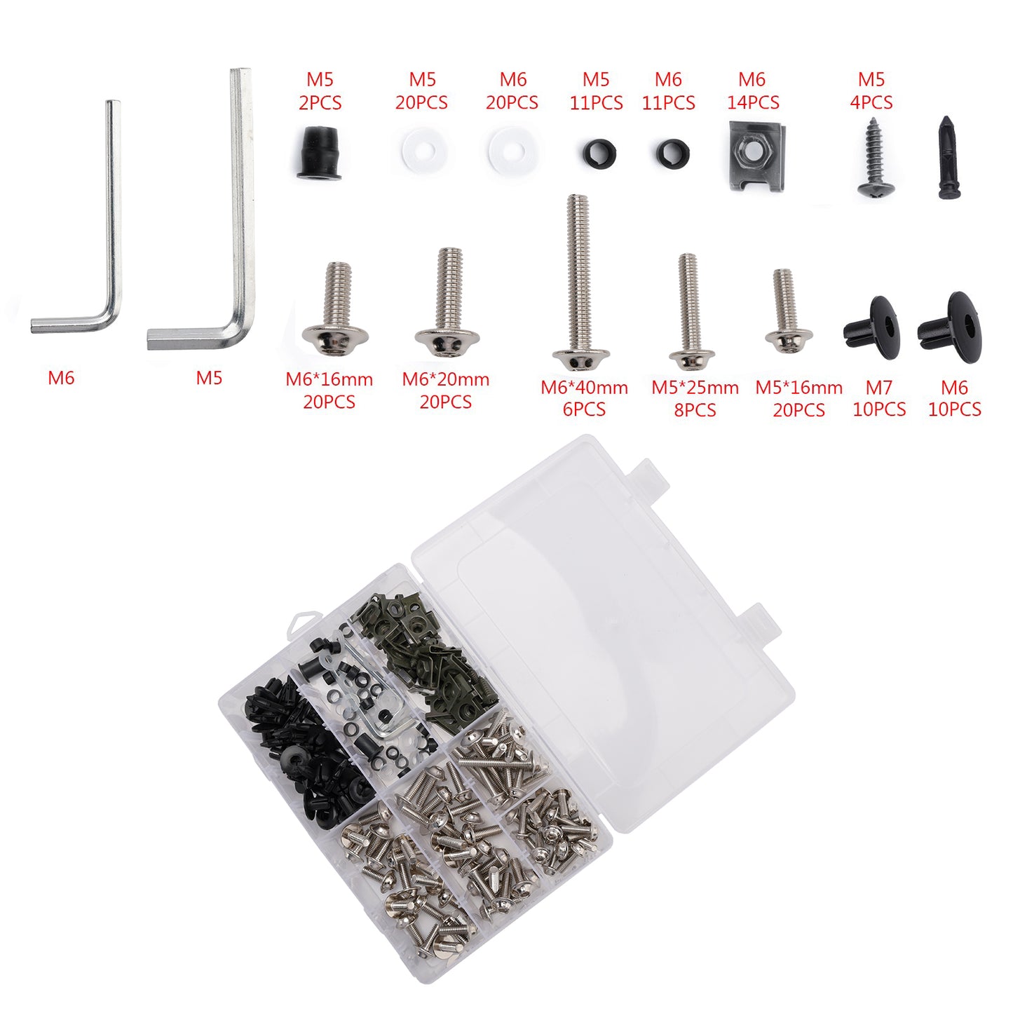 Terminali M6 + - Parti Set Black Set Vite M5 198 Clip / Cladding Viti