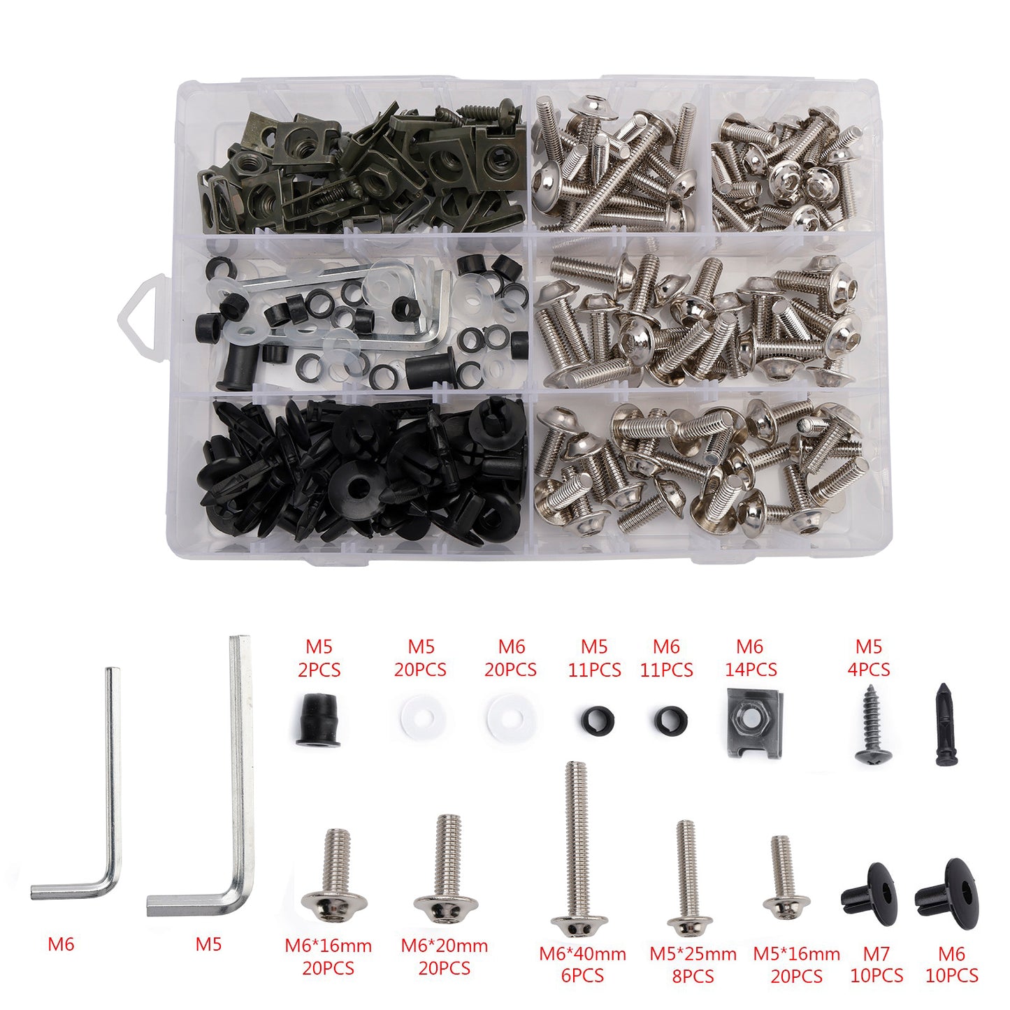 Terminali M6 + - Parti Set Black Set Vite M5 198 Clip / Cladding Viti