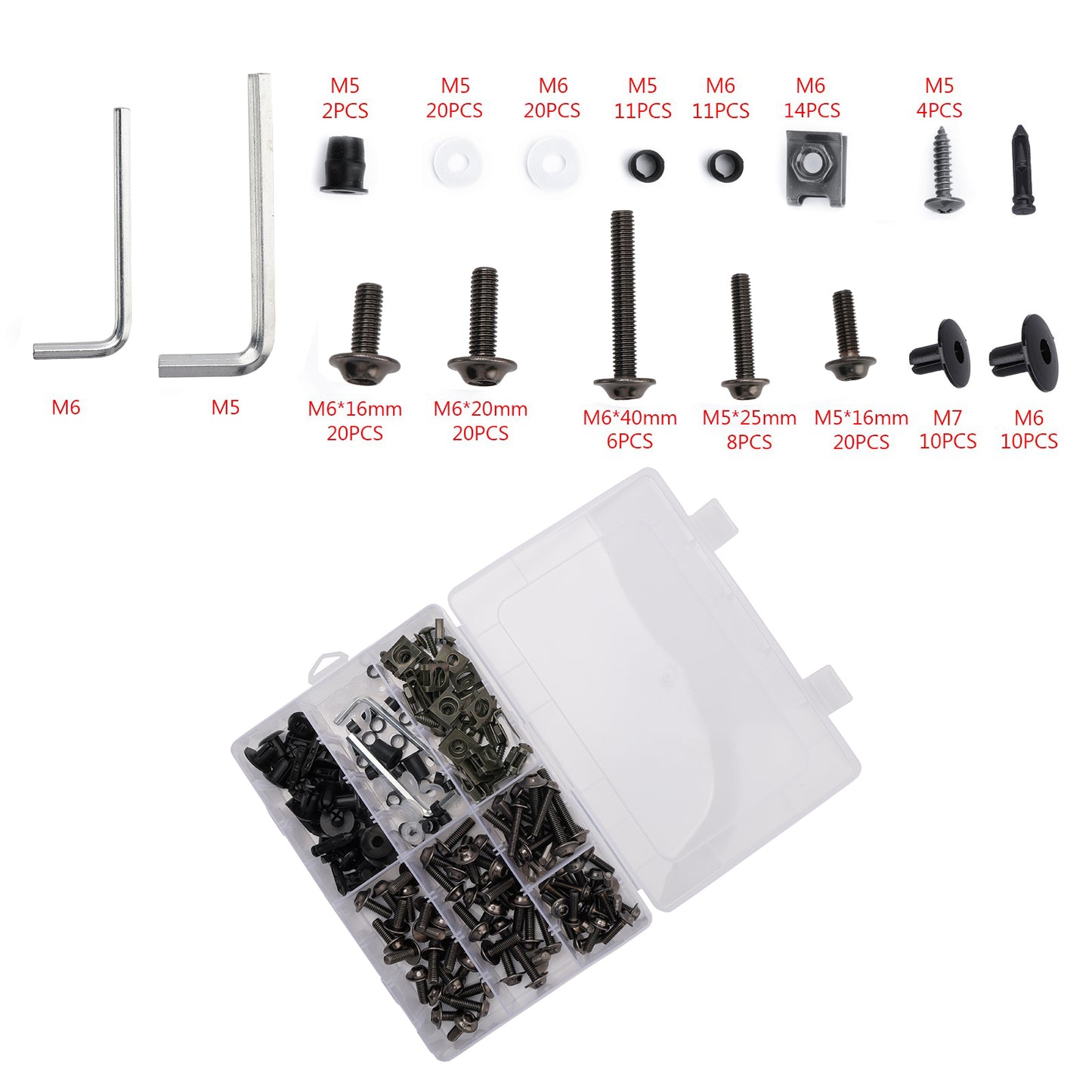 Terminali M6 + - Parti Set Black Set Vite M5 198 Clip / Cladding Viti