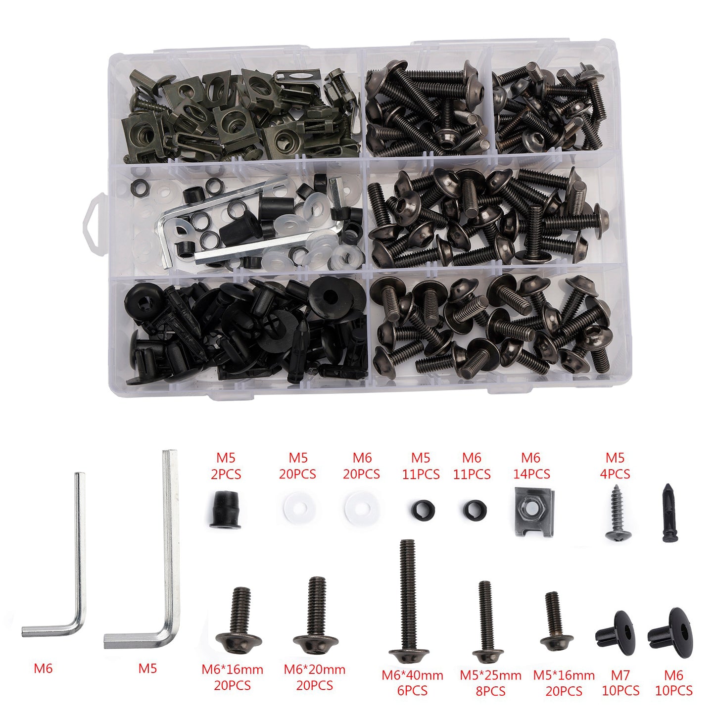 Terminali M6 + - Parti Set Black Set Vite M5 198 Clip / Cladding Viti