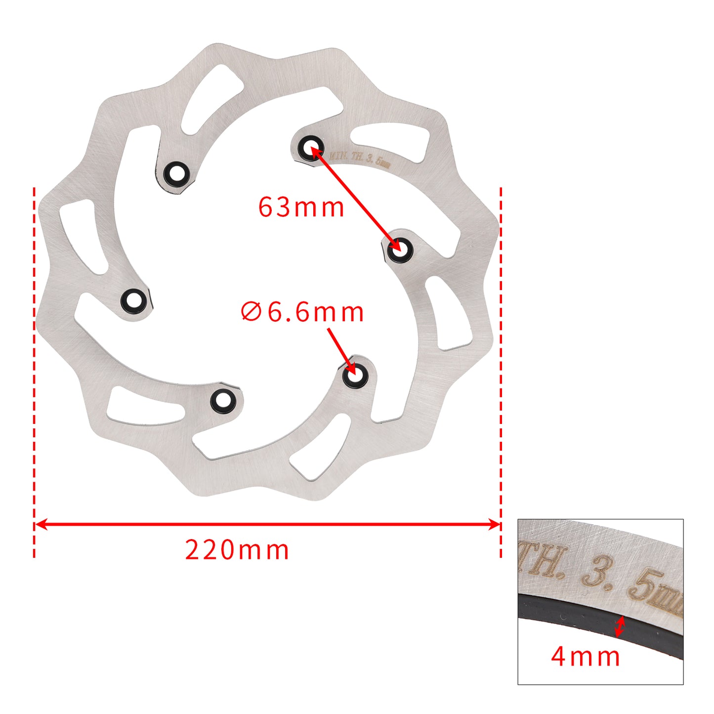 DISCO FRENO POSTERIORE PER SX SXF EXC EXCF XC XCF 125 150 200 250 300 350 450 400 500