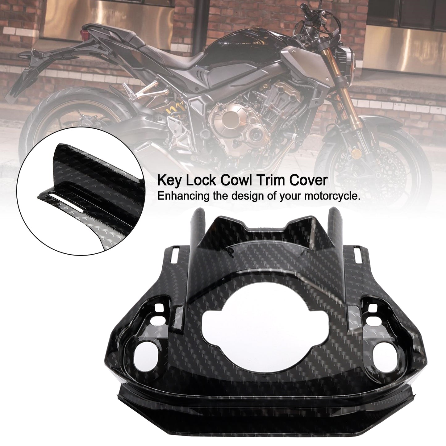 Carbon Front Key Lock Cowl Trim Cover per Honda CB650R CBR650R 2019-2021 Generico