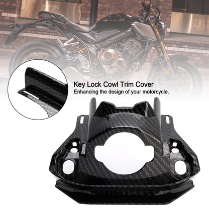 Carbon Front Key Lock Cowl Trim Cover per Honda CB650R CBR650R 2019-2021 Generico