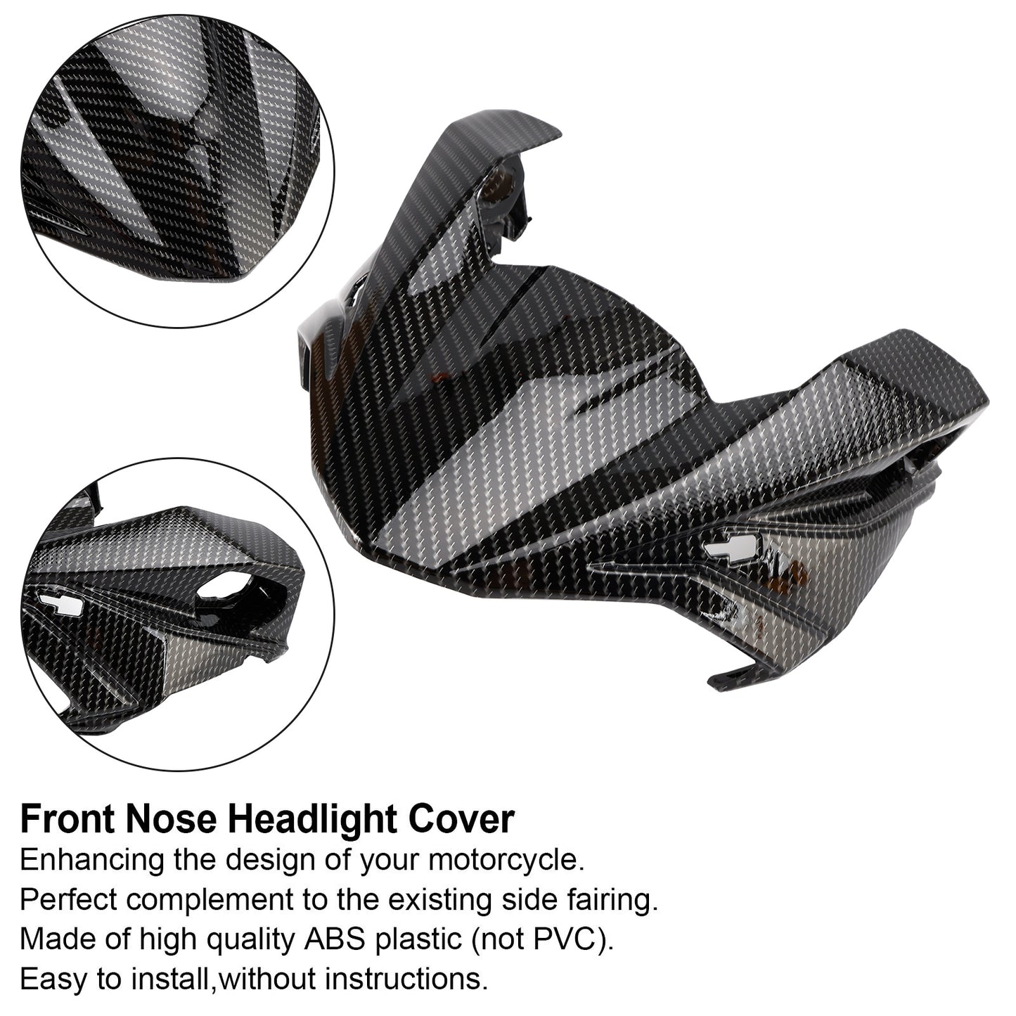 Carbon Front Nose Faro Cover Surround Carenatura Per Kawasaki Z650 2017-2019 Generico