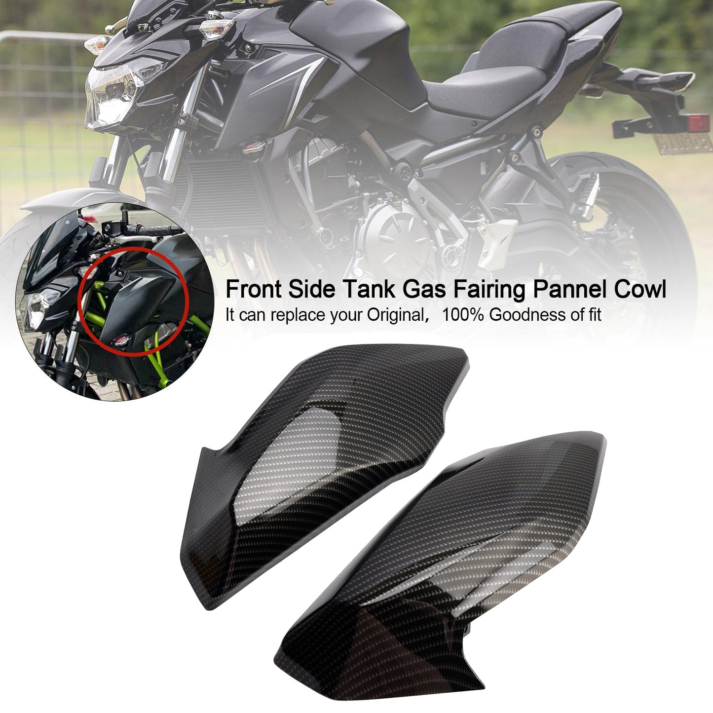 Lato anteriore Serbatoio Gas Trim Carena Pannello Carenatura Per Kawasaki Z650 2017 2018 2019 Generico
