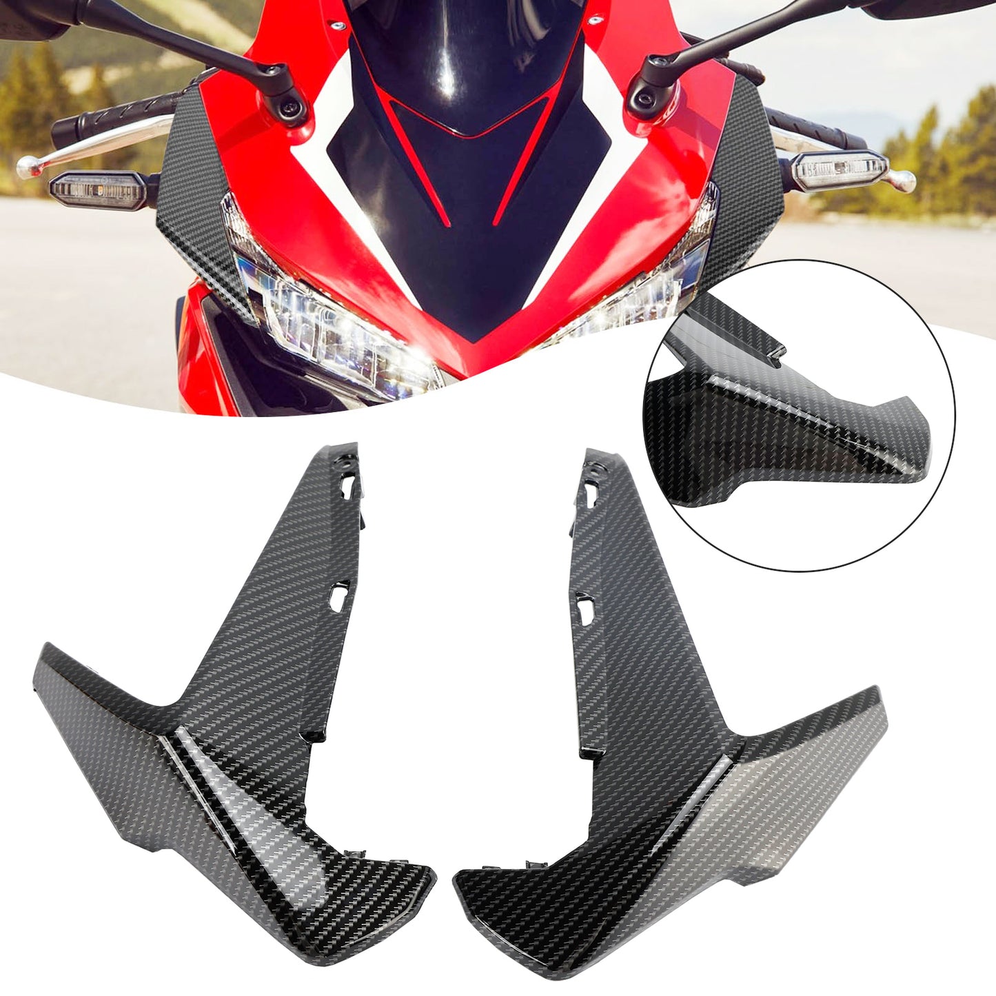 Honda CBR500R 2019-2021 Carenatura anteriore del pannello del faro della copertura del naso per il carbonio generico