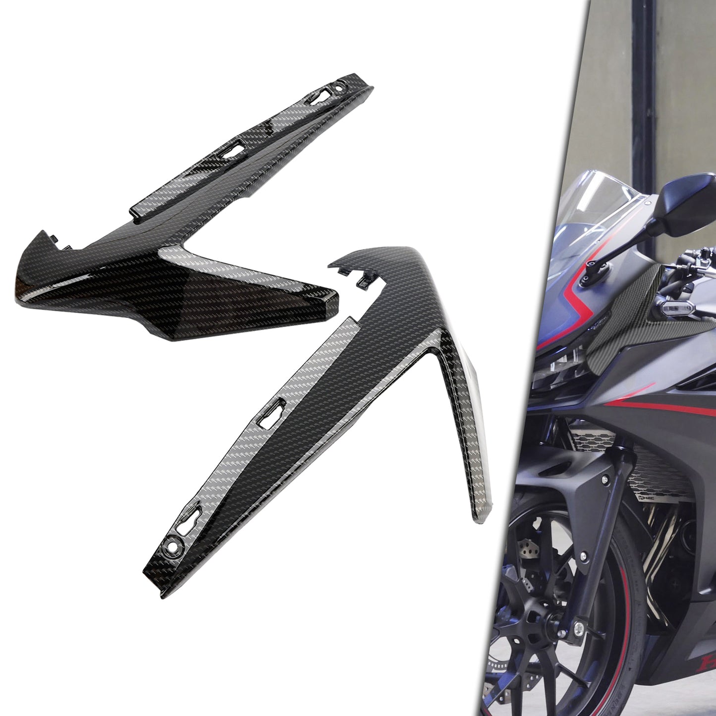Honda CBR500R 2019-2021 Carenatura anteriore del pannello del faro della copertura del naso per il carbonio generico