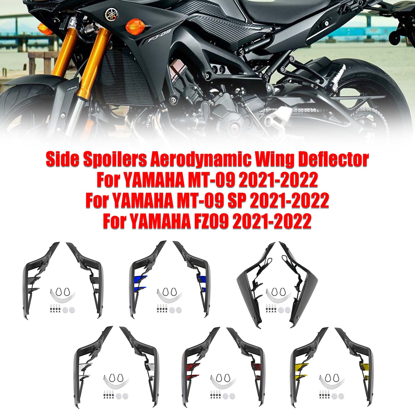 2021-2022 Yamaha MT-09 SP FZ09 Spoiler laterali Deflettore alare aerodinamico