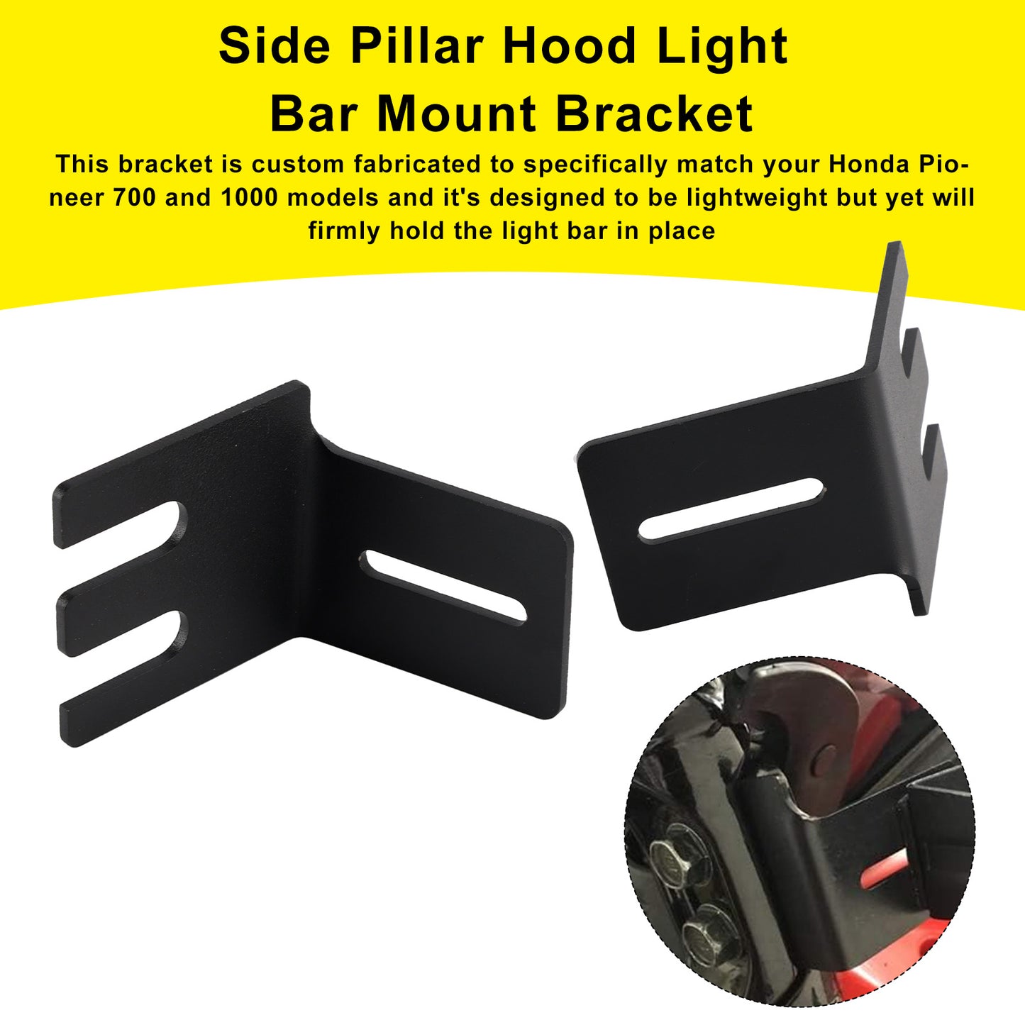 Supporto per barra luminosa laterale per cofano Honda Pioneer 700 e 1000 del 2014+