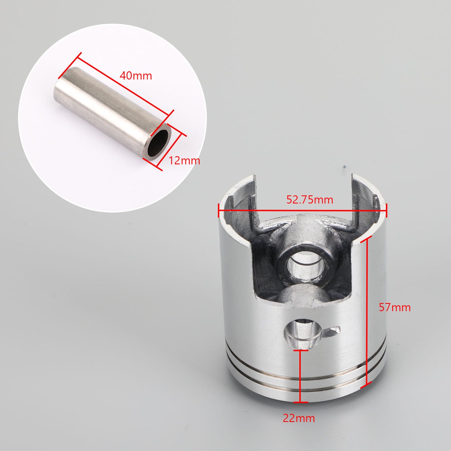 Kit pistone e anelli impostati adatti per Suzuki AH AG 100 Indirizzo V100 91 - 00 STD (52,50 mm) 0,25 mm (52,75 mm) 0,50 mm (53 mm) Diametro generico