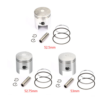 Kit pistone e anelli impostati adatti per Suzuki AH AG 100 Indirizzo V100 91 - 00 STD (52,50 mm) 0,25 mm (52,75 mm) 0,50 mm (53 mm) Diametro generico