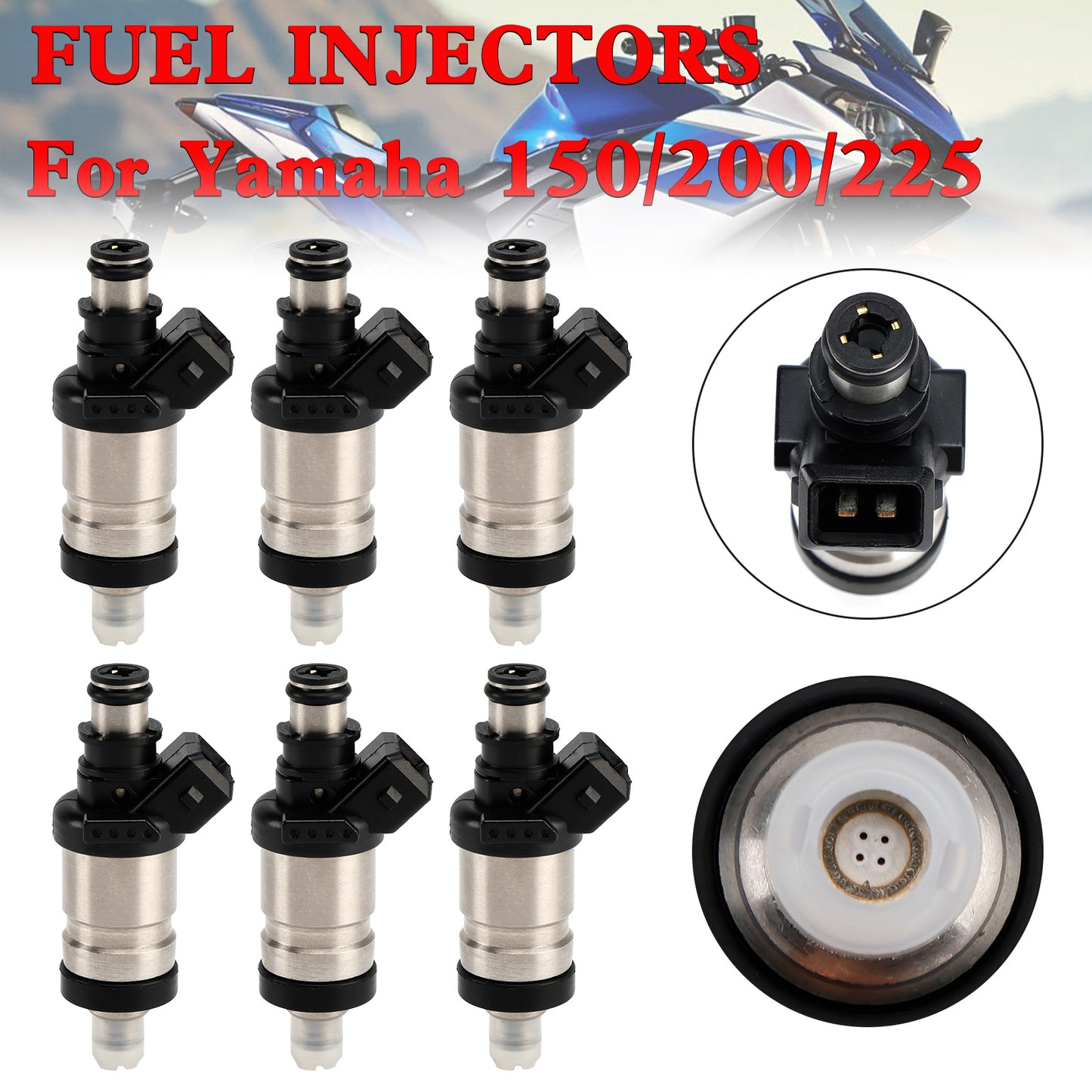 6PCS Yamaha 150/200/225 HP 2 Tempi Iniettore di Carburante 65L-13761-00-00