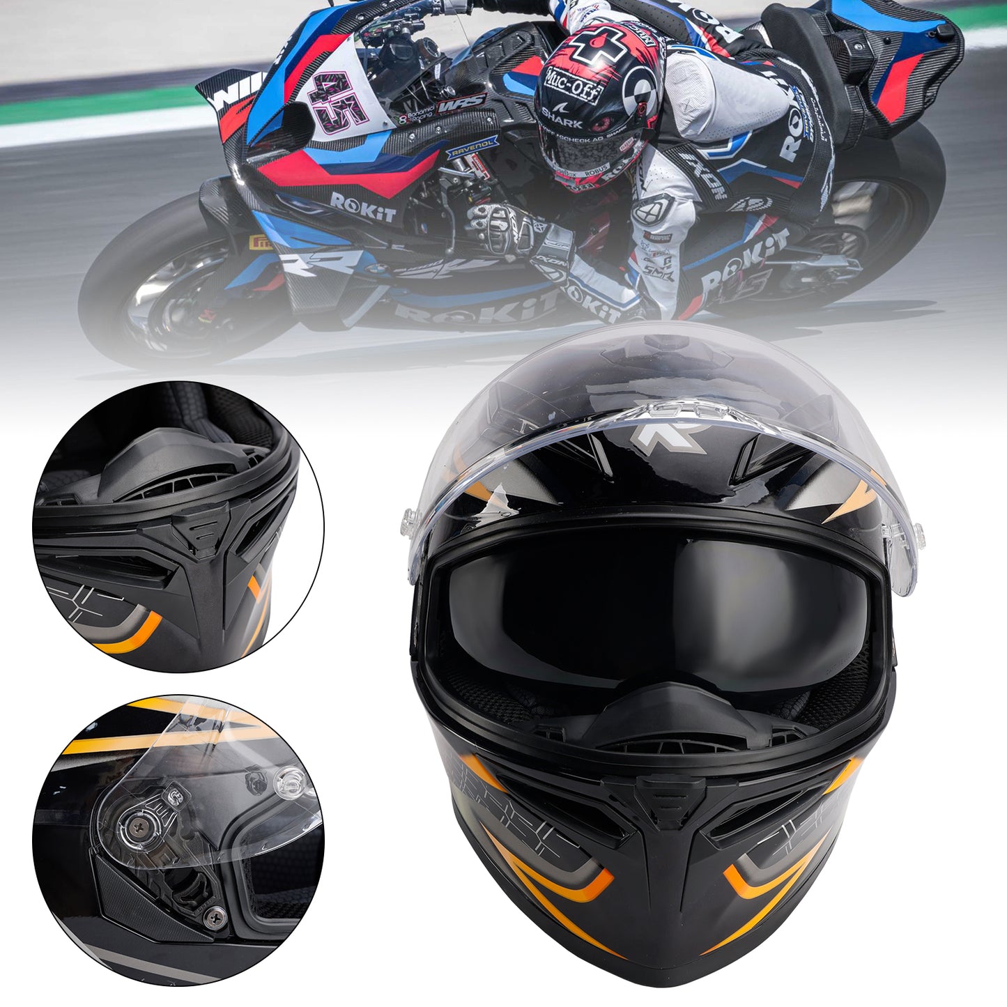 Casco da moto DOT per adulti Street Integrale Arancione