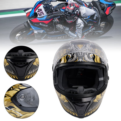 Casco da moto DOT per adulti Street Integrale Nero Oro