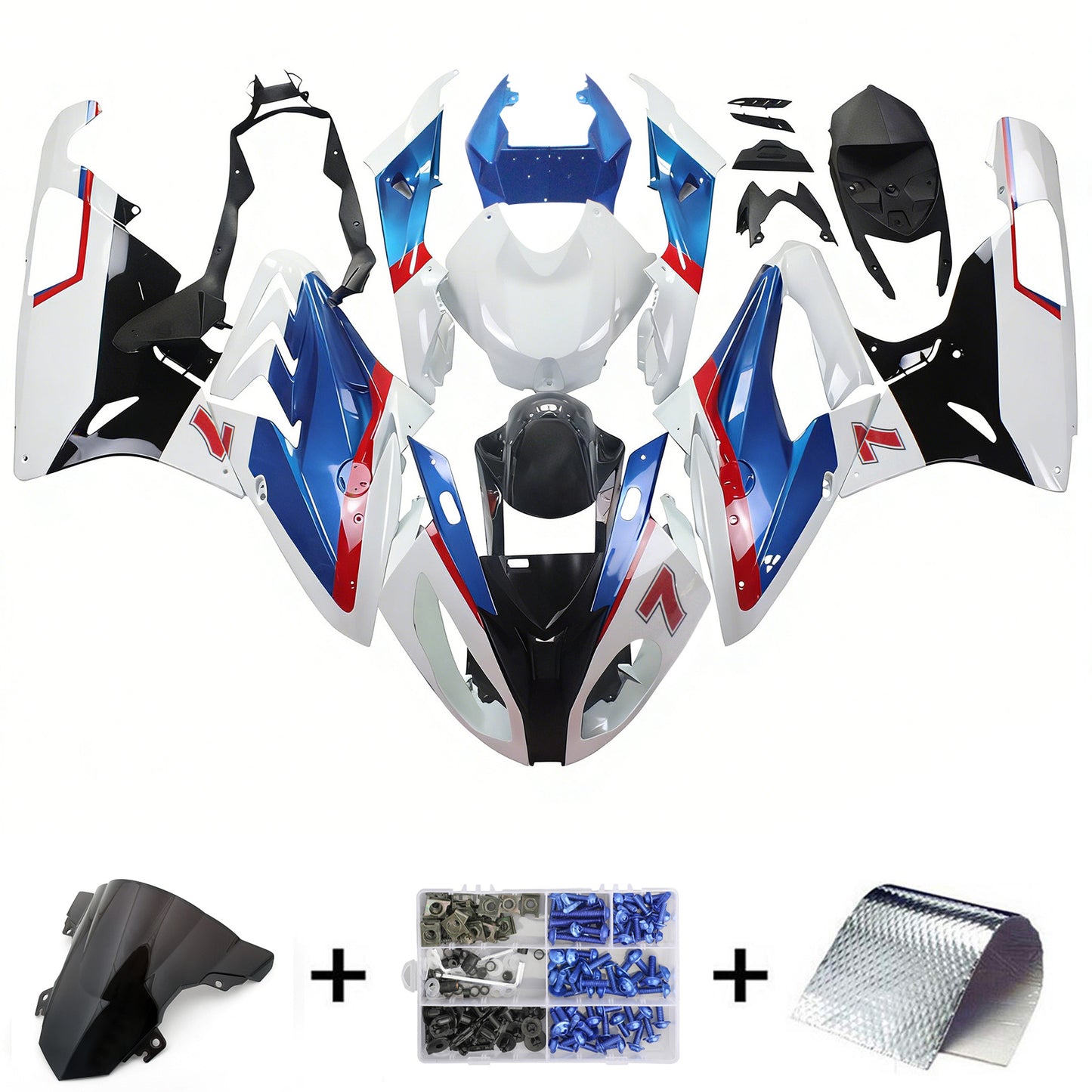 Amotopart 2015-2016 BMW S1000RR Kit multi-bianco e blu carenatura