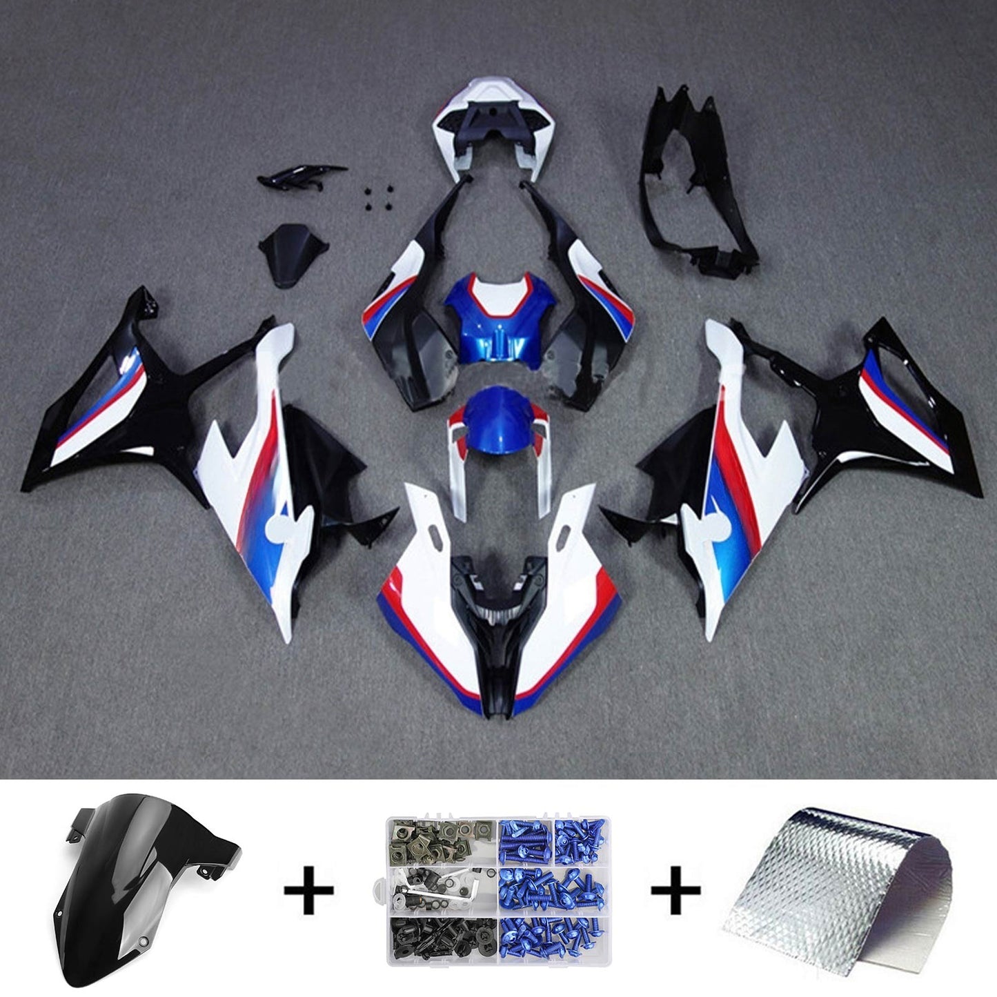 Amotopart 2019-2022 BMW S1000RR/M1000RR Kit di deposito bianco blu bianco
