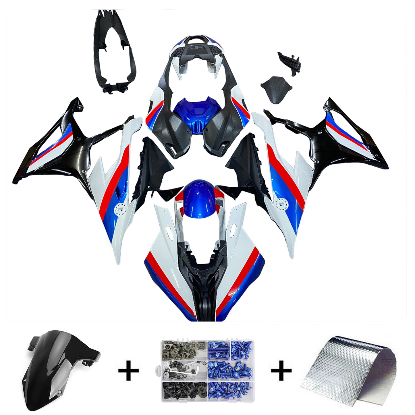 Amotopart 2019-2022 BMW S1000RR/M1000RR Kit di deposito di corse bianche