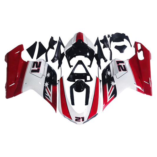 Carene per 2007-2012 Ducati 1098 1198 848 Rosso e Bianco Xerox No.21 Generico