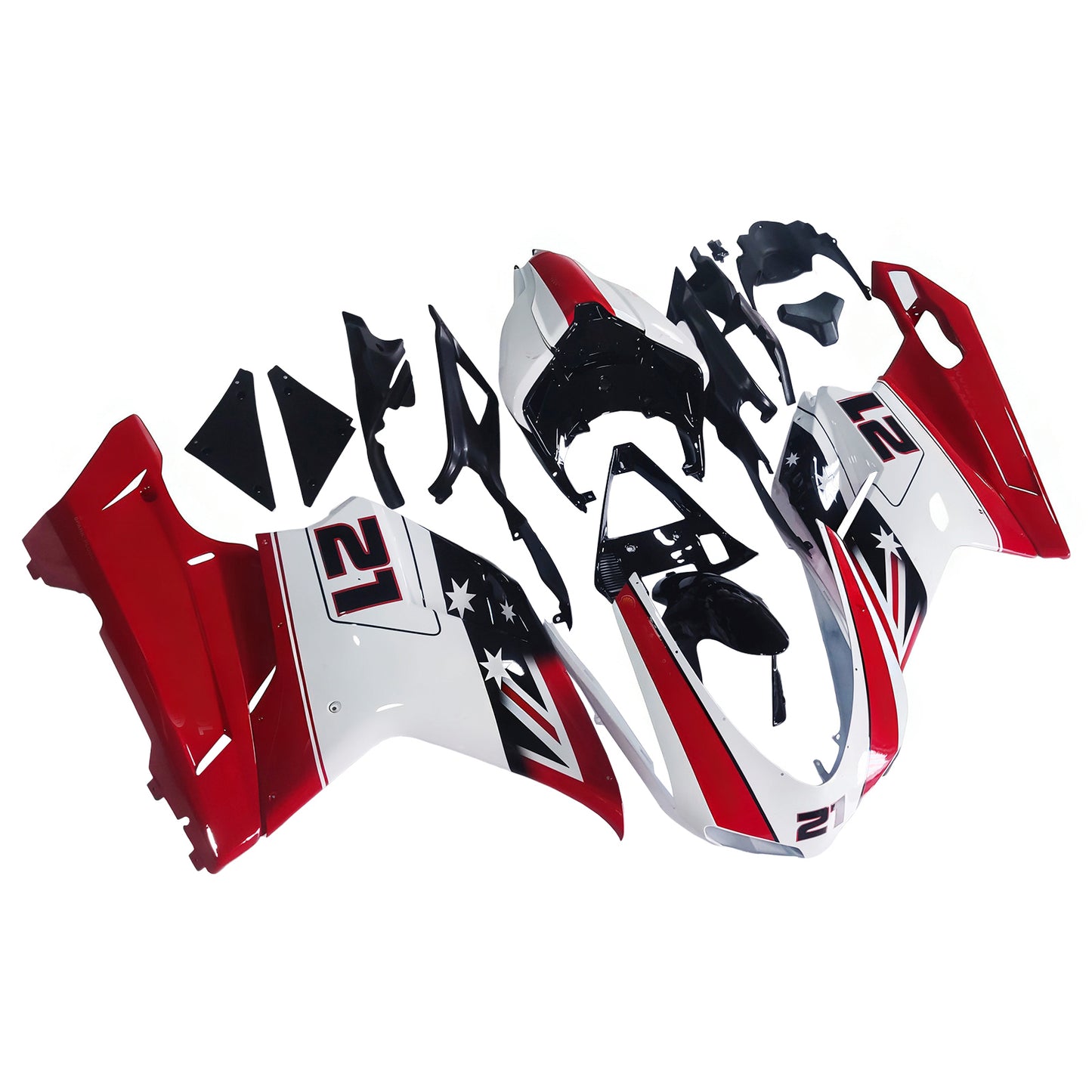 Carene per 2007-2012 Ducati 1098 1198 848 Rosso e Bianco Xerox No.21 Generico