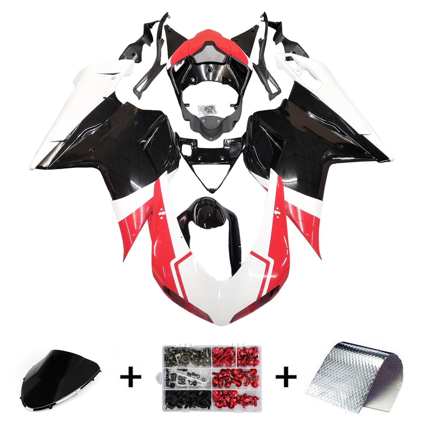 Carene per 2007-2012 Ducati 1098 1198 848 Rosso Nero 1198 Generico