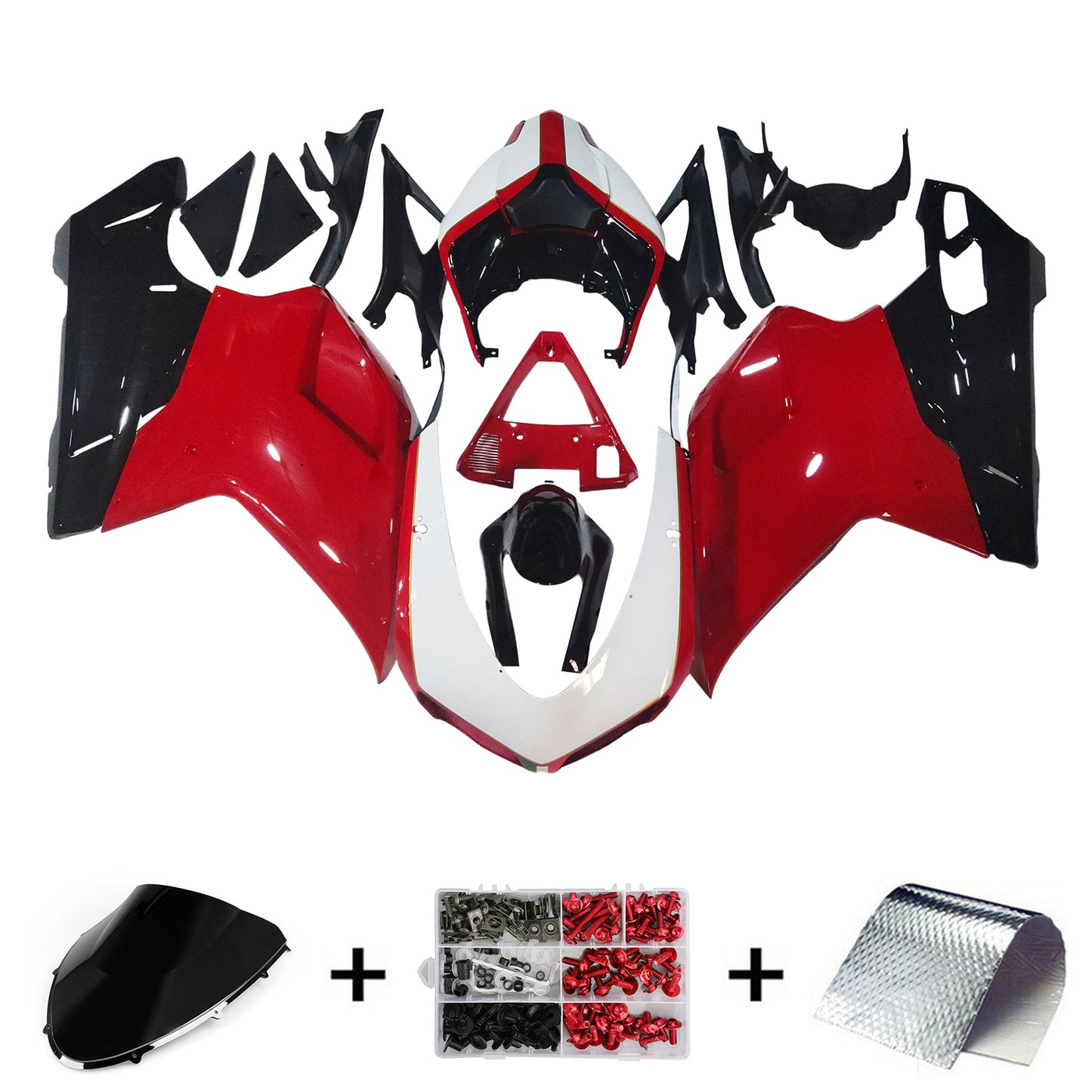 Amotopart Ducati 2007-2011 1098/1198/848 kit di rivestimento rosso nero