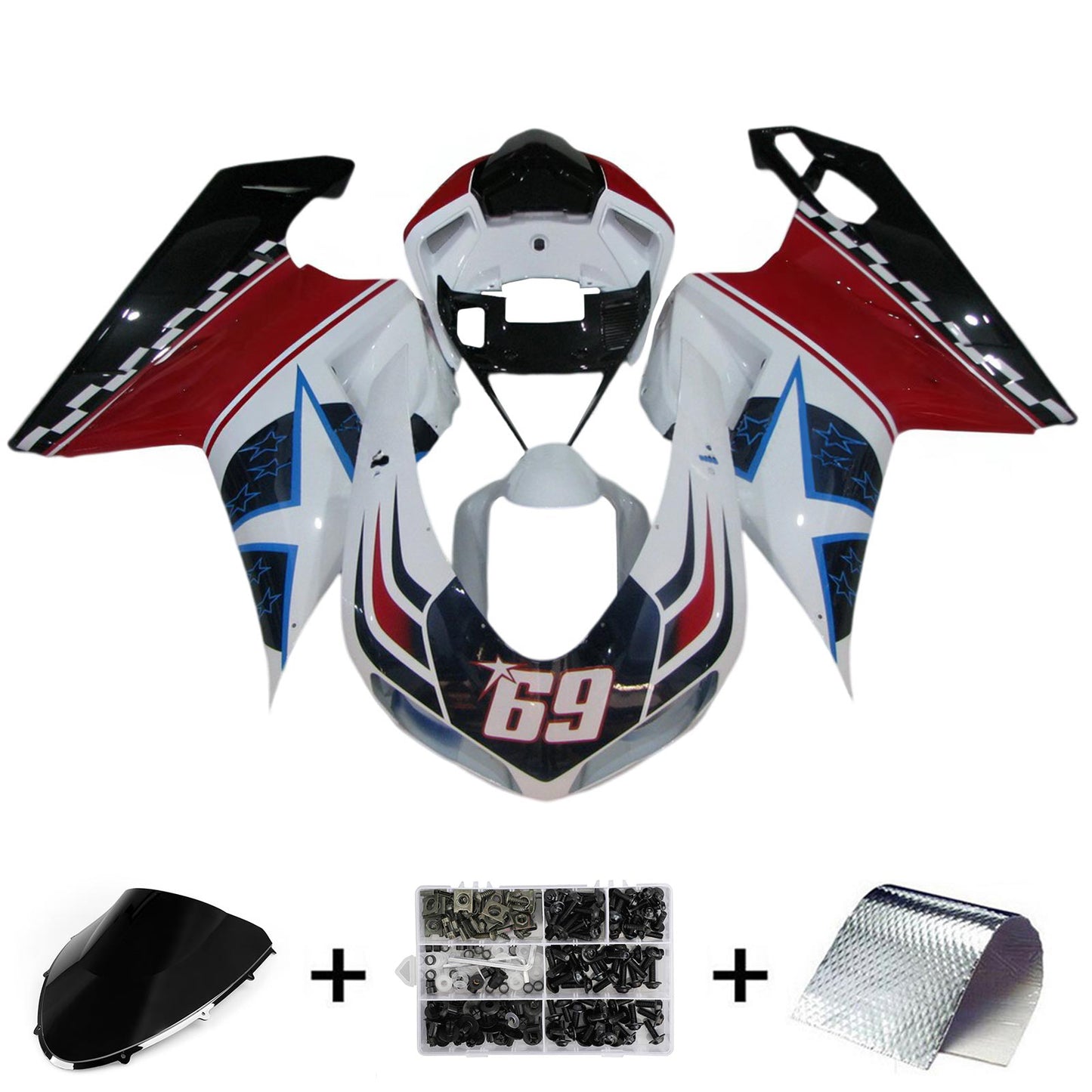 Amotopart Ducati 1098 1198 848 2007-2011 Kit carena Carrozzeria ABS
