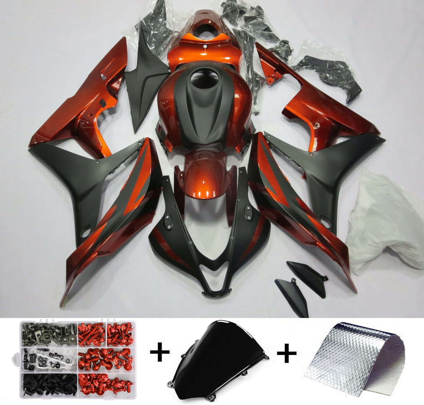 Carena Kit Carrozzeria ABS adatta per Honda CBR600RR 2007 2008 Rosso Nero Generico