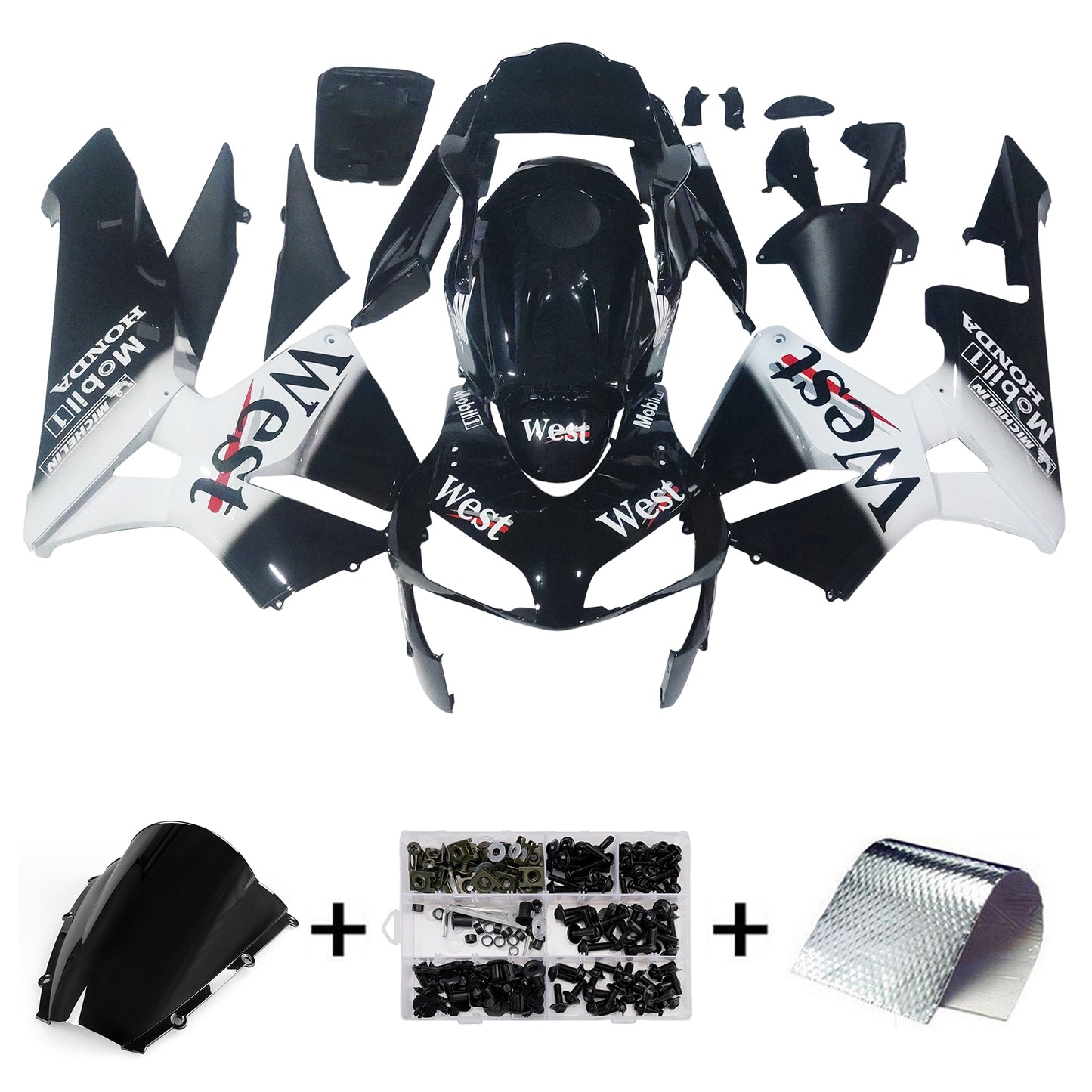 Carene 2003-2004 Honda CBR 600 RR Black West Racing Generico