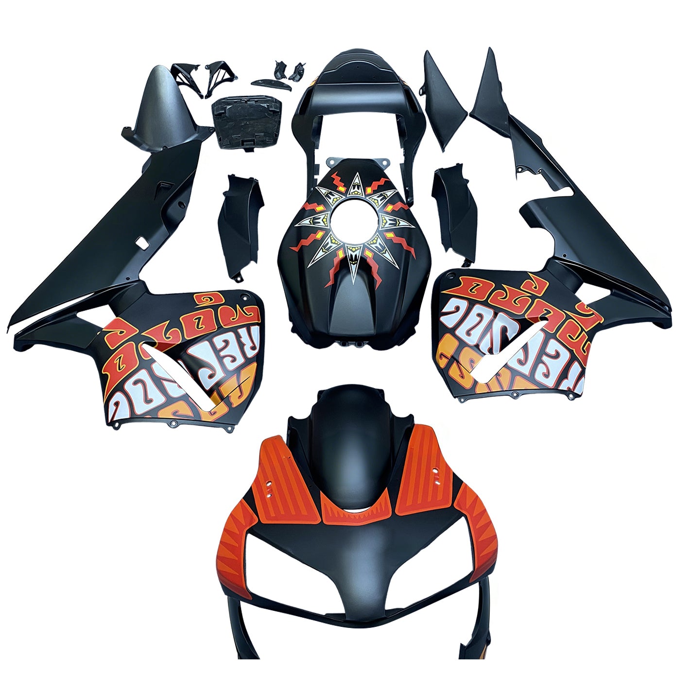 Carene 2003-2004 Honda CBR 600 RR Nero Opaco Valentino Rossi Moto Racing Generico