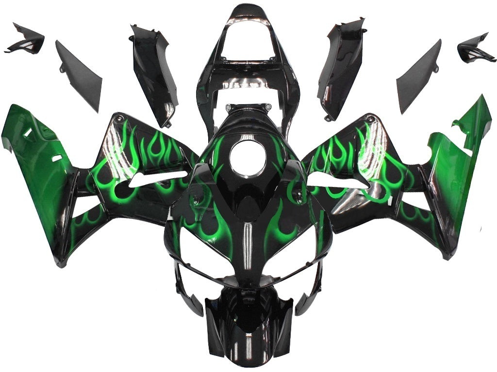 Carene 2003-2004 Honda CBR 600 RR Black & Green Flame Generico