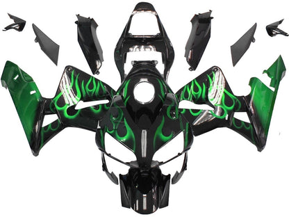 Carene 2003-2004 Honda CBR 600 RR Black & Green Flame Generico