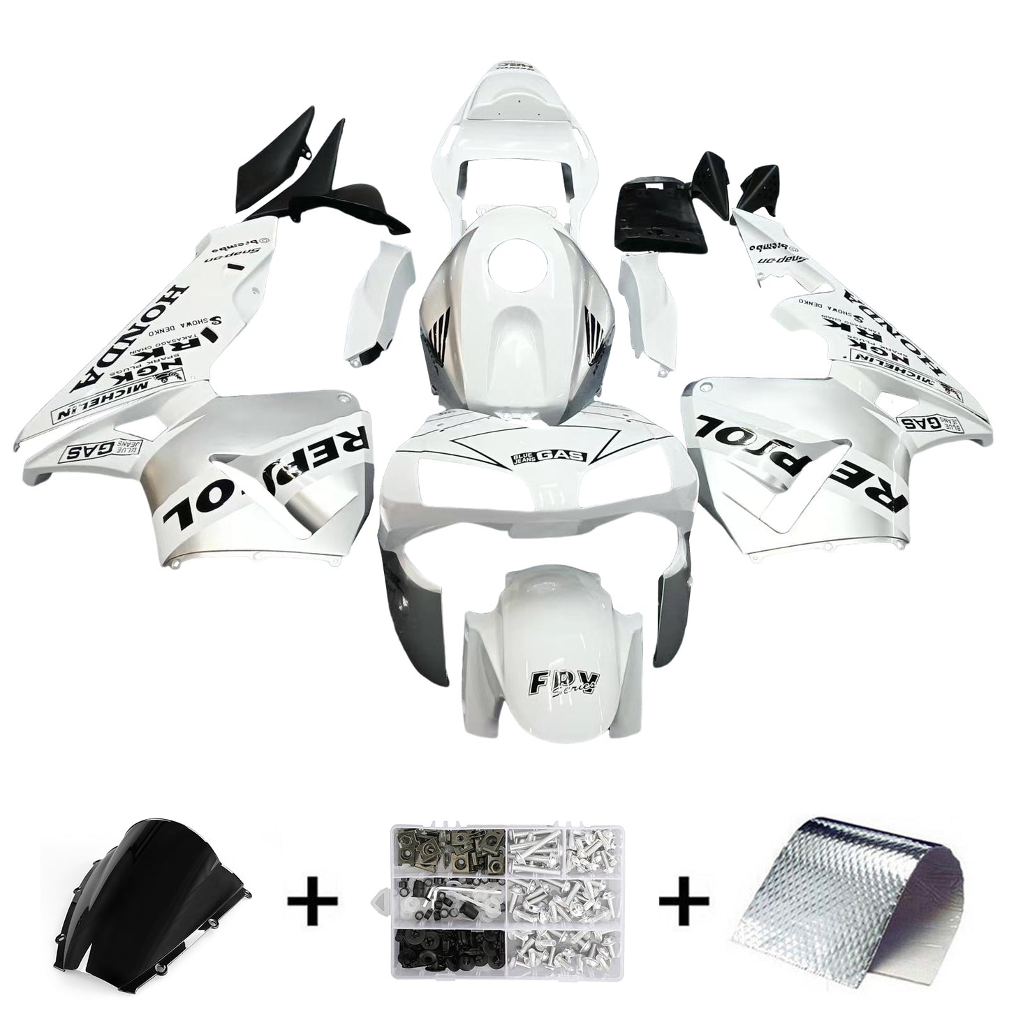 Carene 2003-2004 Honda CBR 600 RR Bianco &amp; Argento Repsol Racing Generic