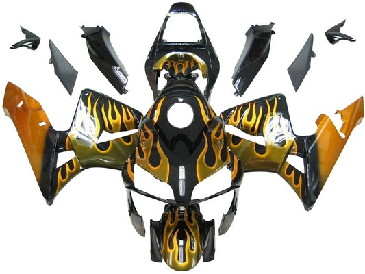 Carene 2003-2004 Honda CBR 600 RR Black & Gold Flame Racing Generico