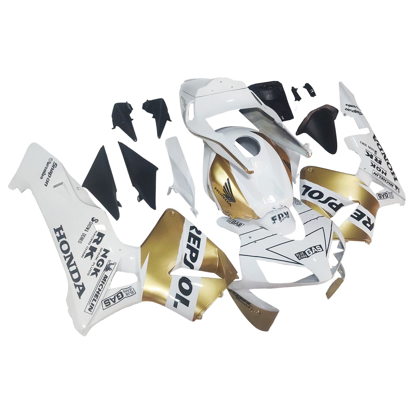 Amotopart 2003-2004 Honda CBR600 Cladding White & Gold Kit