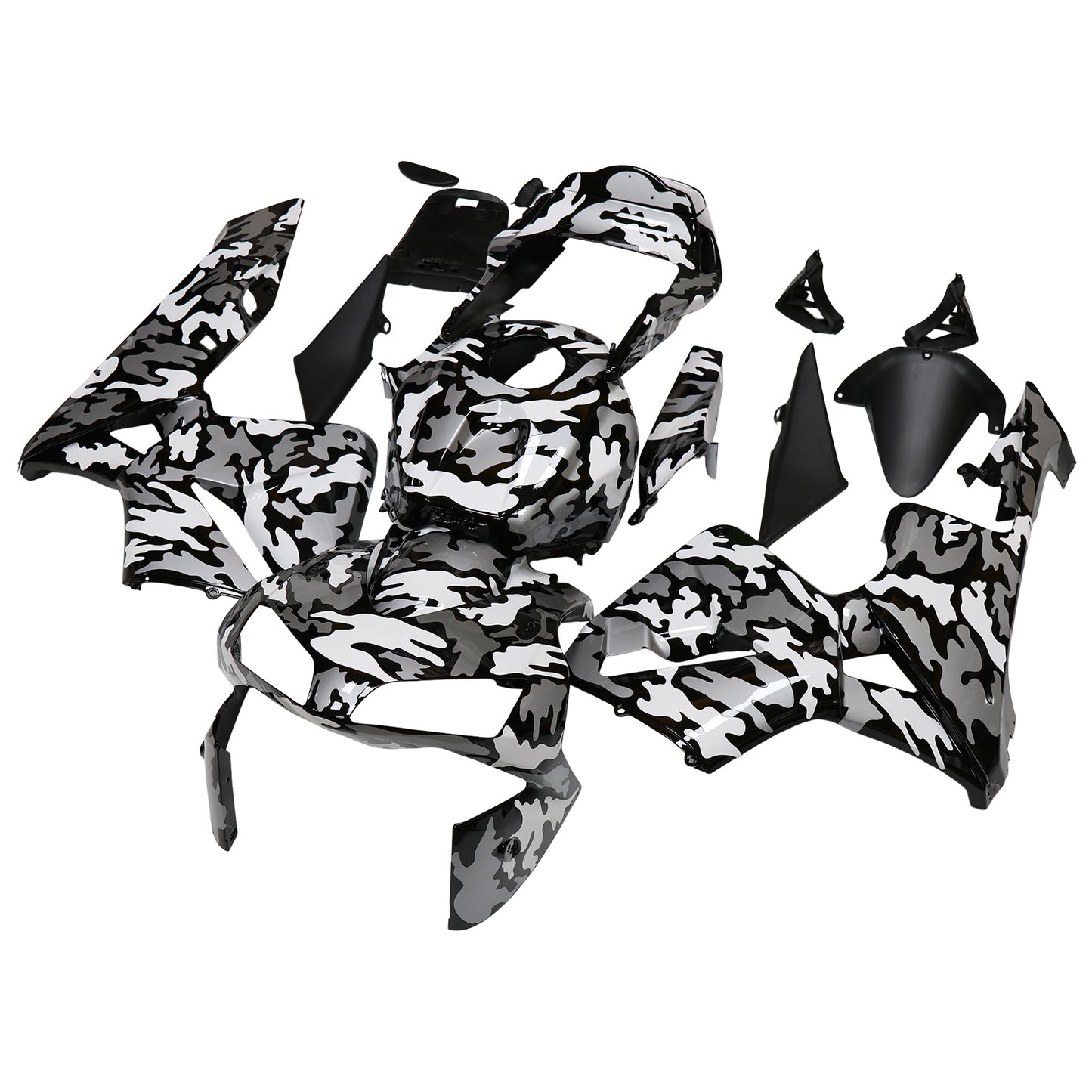 Carene 2003-2004 Honda CBR 600 RR Blk Wht Silver Camouflage Racing Generico