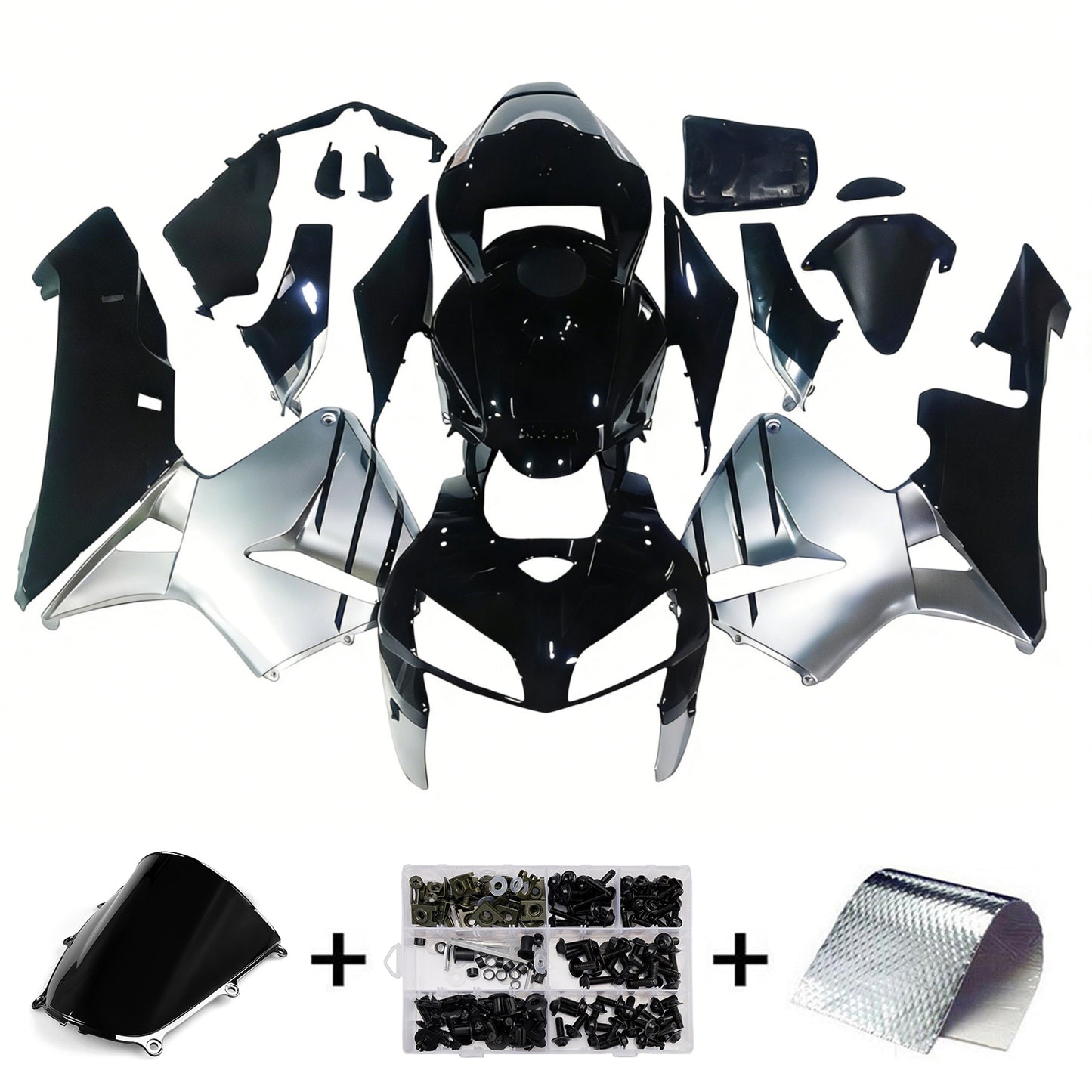 Carene 2005-2006 Honda CBR 600 RR Nero &amp; Argento CBR Racing Generico
