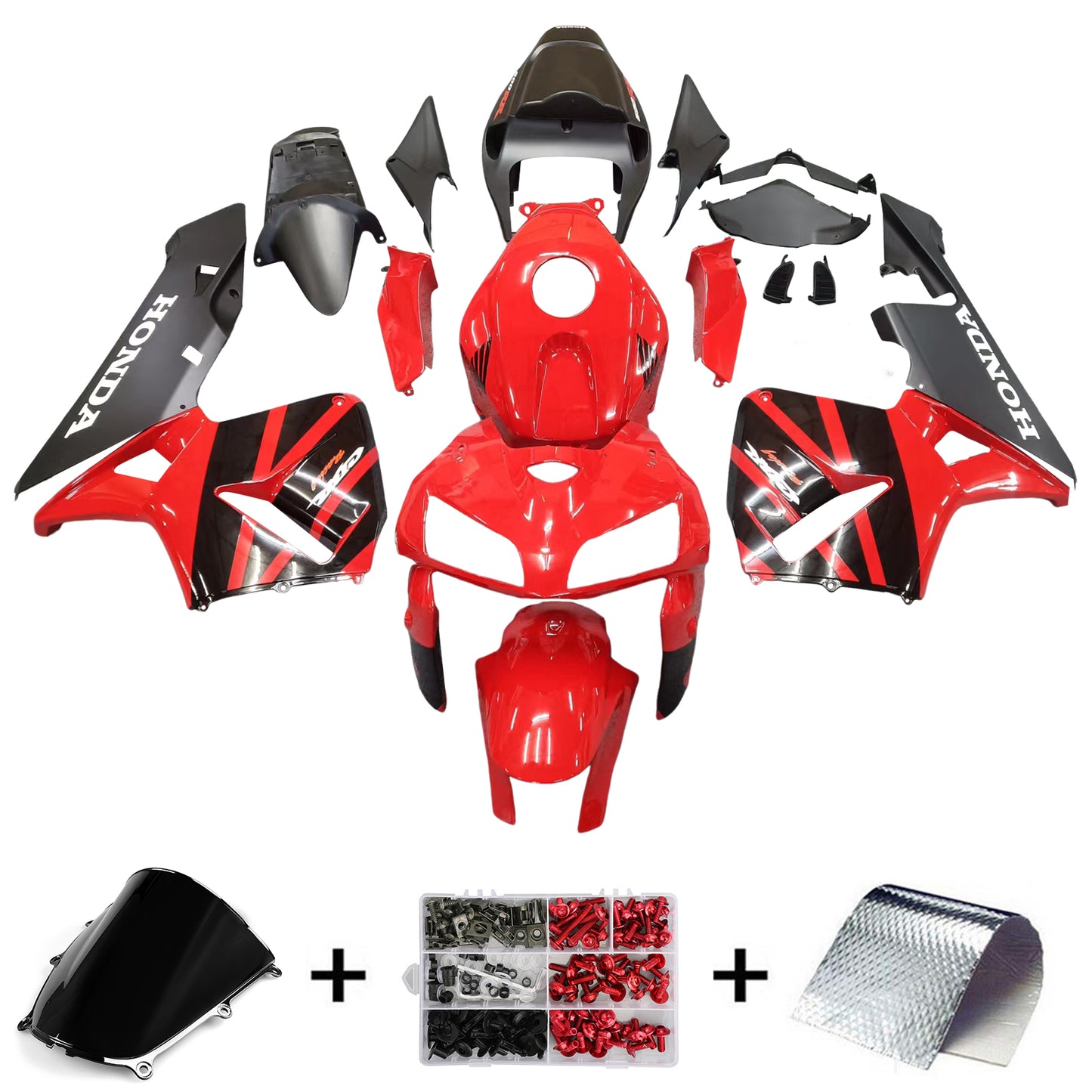 Carene 2005-2006 Honda CBR600 RR Rosso &amp; Nero CBR Racing Generico