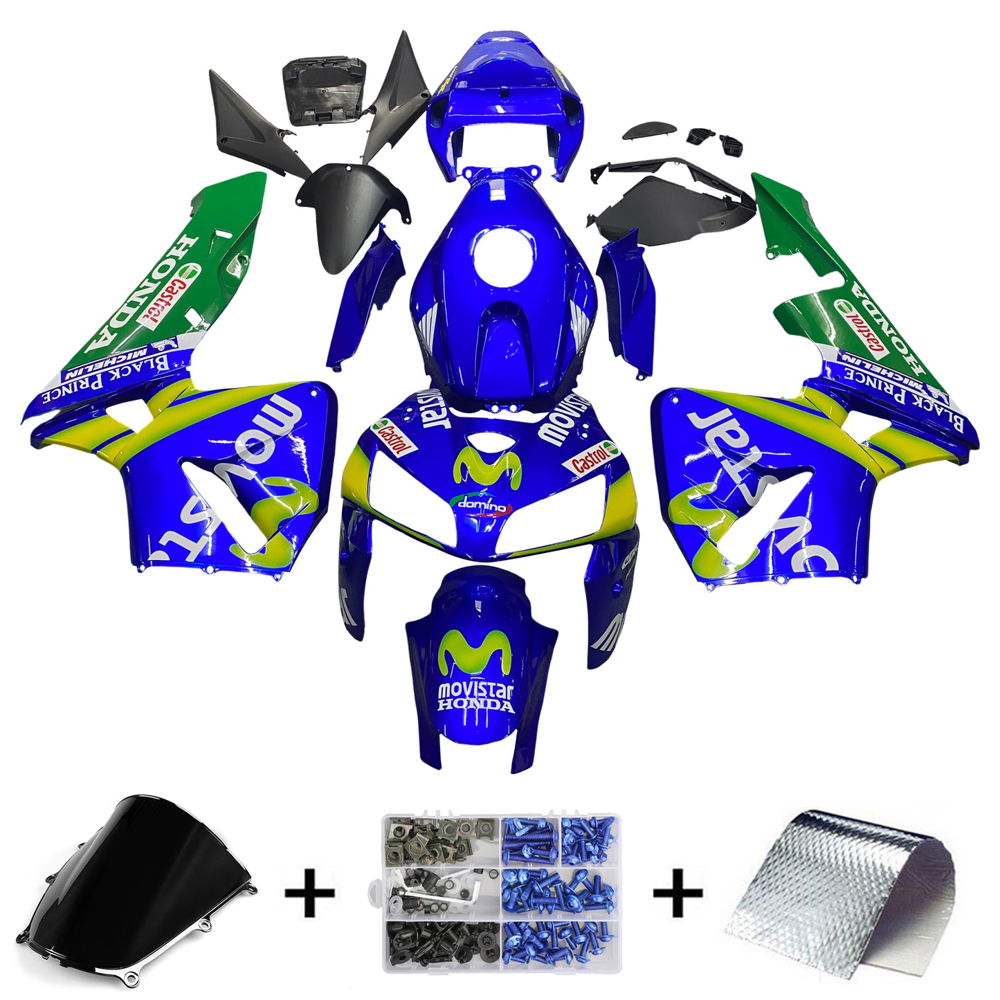 Carene 2005-2006 Honda CBR 600 RR Blu &amp; Verde Movistar Generico